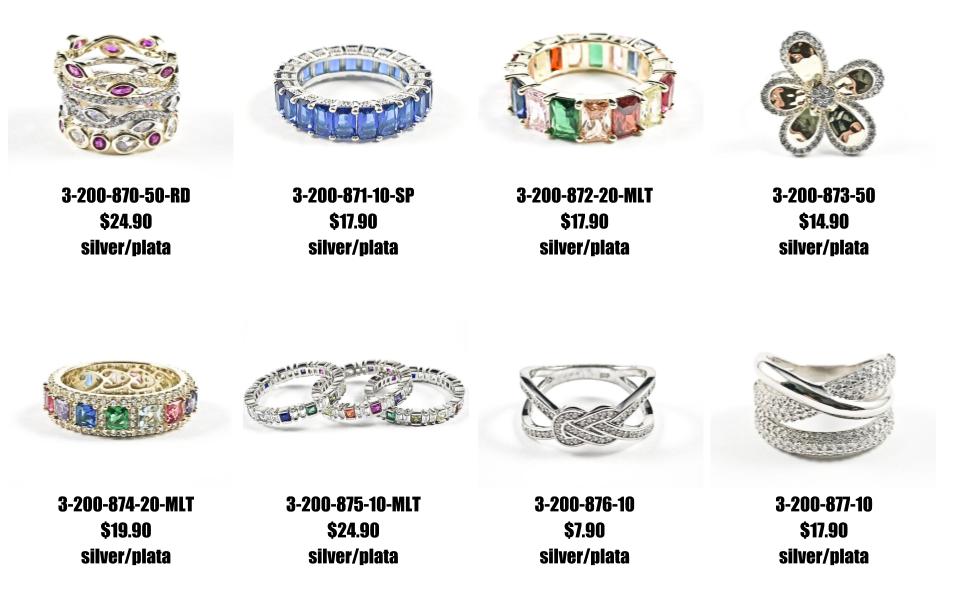 Just Added: Elegant multi color cz silver band rings