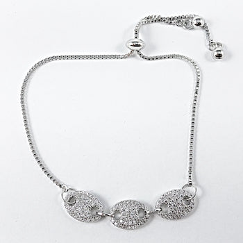 Elegant Pave Buckle Drawstring Brass Bracelet