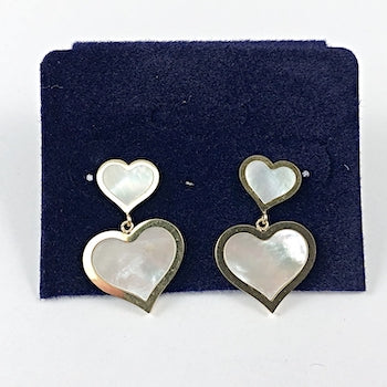 Beautiful Multi Heart Mother Of Pearl Gold Tone Steel Earrings