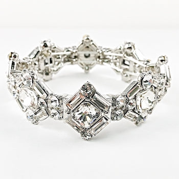 Fancy Vintage Diamond Shape Crystal Elastic Stretch Fashion Bracelet