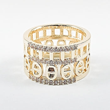 Elegant Multi Row Open Design Gold Tone Brass Ring