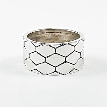 Beautiful Diamond Tiles Pattern Eternity Silver Ring