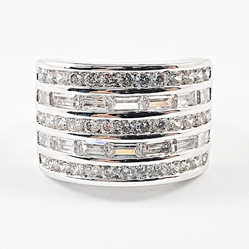 Elegant Fine Multi Row Mix CZ Setting Brass Ring