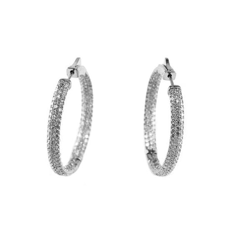 Classic & Fine In & Out CZ Hoop Earring