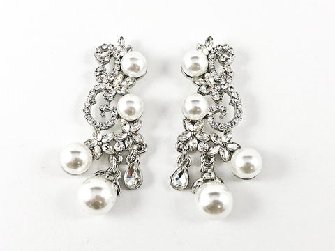 Fancy Vintage Organic Crystal With Pearl Pattern Fashion Earrings