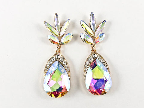 Fancy Sharp Large Stardust Design Aurora Borealis Color Fashion Earrings