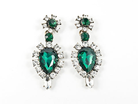 Fancy Elegant Antique Emerald Color Drop Fashion Earrings