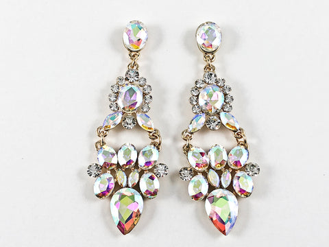 Fancy Stylish Mix Shape Chandelier Aurora Borealis Dangle Fashion Earrings