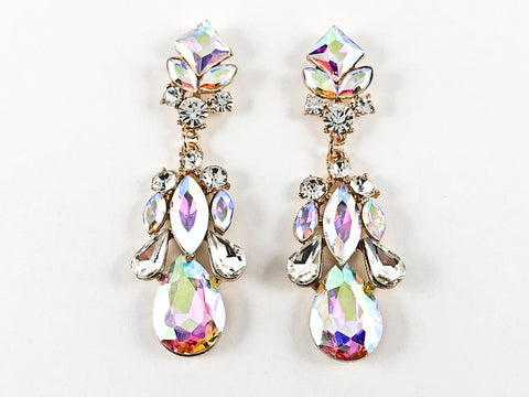 Fancy Long Slender Stylish Aurora Borealis Color Dangle Fashion Earrings