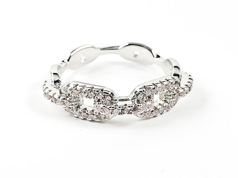 Elegant Clip Style Design Pattern CZ Eternity Band Brass Ring