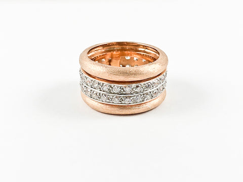 Modern Center Spinner Eternity Rose Gold Matte Brass Ring