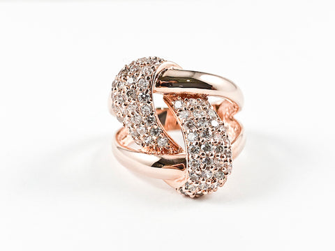 Modern Elegant Open Works Knot Design Rose Gold Tone Brass Ring