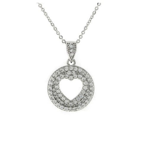 Classic Fancy Round Center Heart Shape Brass Necklace