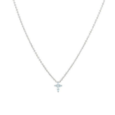 Cute Dainty Mini Elegant Cross CZ Adjustable Brass Necklace