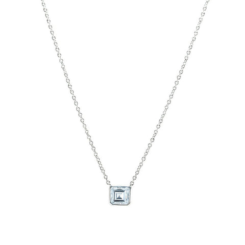 Classic Elegant Asscher Cut CZ Brass Necklace