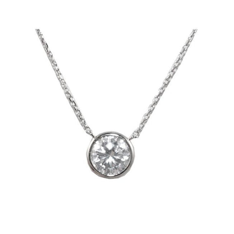 Classic Single Round Cut Bezel Setting 10mm Brass Necklace