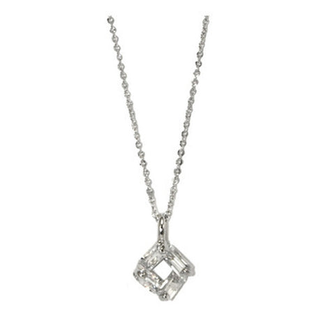 Classic Cute Dainty Diamond Shape Baguette Setting Brass Necklace