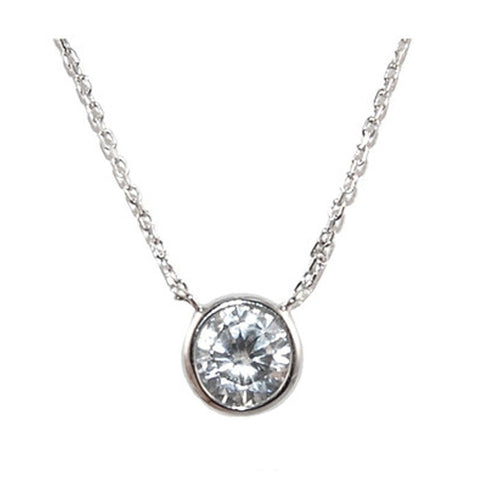 Classic Single Round Cut Bezel Setting 8mm Brass Necklace