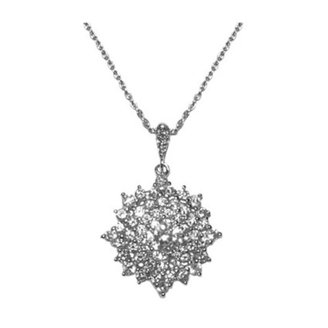Classic Fine Snowflake Pave Style CZ Brass Necklace