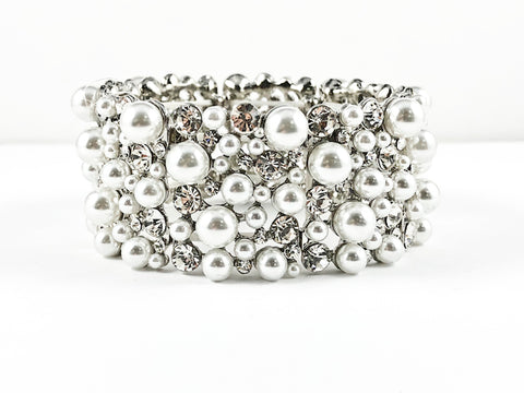 Fancy Stylish Fashionable Multi Shape Pearl Design Stretch Fashion Bracelet