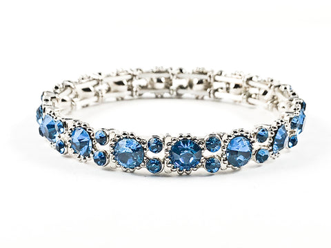 Stylish Thin Simple Round Shape Blue Color Crystals Pattern Stretch Fashion Bracelet