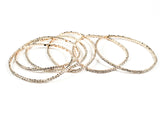 Nice 6 Piece Single Row Crystal Gold Tone Stretch Fashion Bracelet