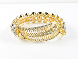 Unique Nice Wrap Design Large elegant Crystal Gold Tone Fashion Bracelet Bangle