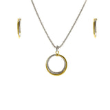 Modern Cable Wire Textured Circle Link Design Earring Necklace Brass Set