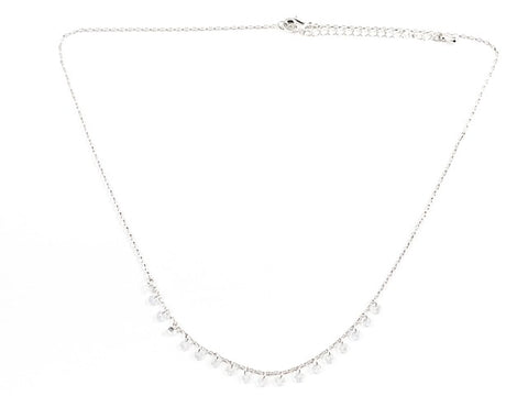 Cute Dainty Multi Crystal Charm Dangle Style Brass Necklace