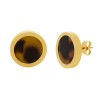 Modern Round Tortoiseshell Design Center Disc Steel Earrings