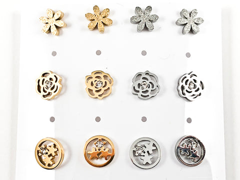 Nice Mix Design 6 Pair Pack Steel Stud Earrings