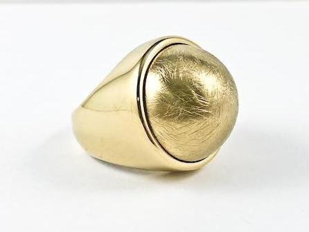 Unique Textured Matte Ball  Gold Tone Steel Ring