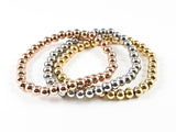 Modern Nice Shiny Metallic Bead Tri Color Set Stretch Steel Bracelet