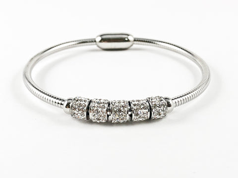 Nice Omega Magnetic Clasp With Crystal Bead Steel Bracelet