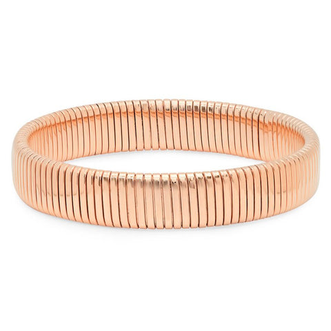Beautiful Snake Chain Style Textured Thick Pink Gold Steel Bracelet Bangle