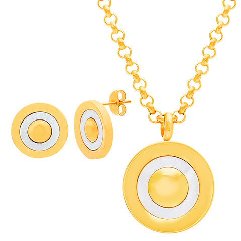 Elegant Round Bullseye Design Earring Necklace Set