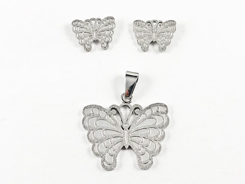 Elegant Cute Butterfly Brushed Steel Set