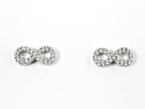 Cute Dainty Infinity CZ Silver Earrings