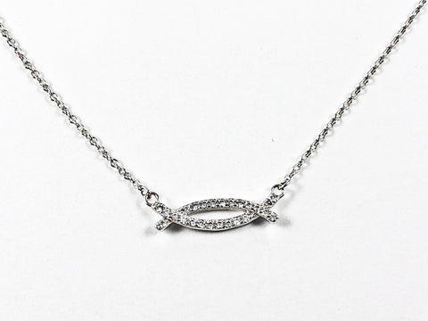Unique Dainty Criss Cross Design Charm Silver Necklace