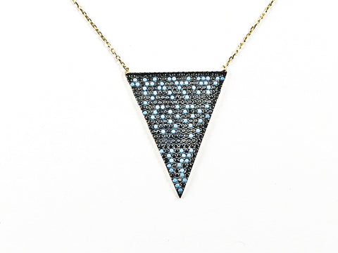 Unique Triangle Shape With Creative Pattern CZ Silver Necklace