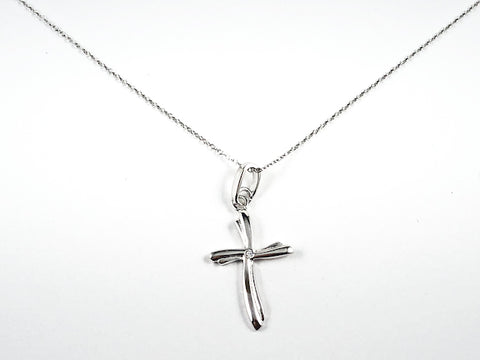 Elegant Dainty Micro Cross Design With Center CZ Charm Silver Necklace