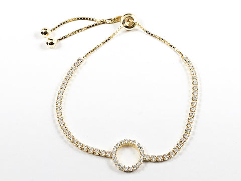 Elegant Fine Open Star CZ Design Delicate Draw String Gold Tone Silver Bracelet
