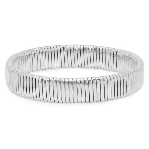 Modern Textured Band Semi Stretch Steel Bracelet