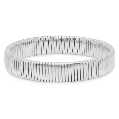 Modern Textured Band Semi Stretch Steel Bracelet