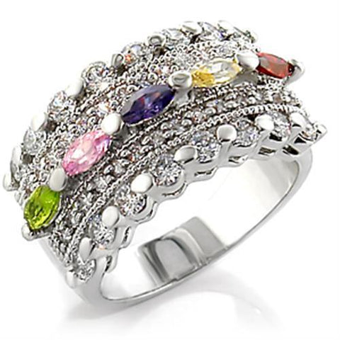Fine Vintage Style Multi Color CZ Design Brass Ring