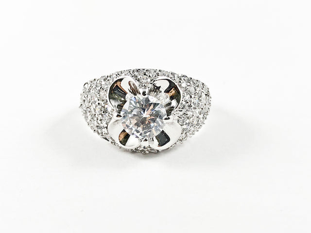Beautiful Micro CZ With Center Flower Frame & CZ Brass Ring