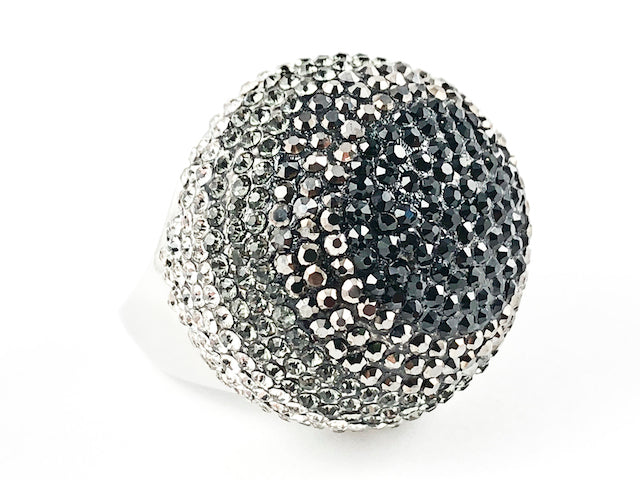 Fancy Large Dome Shape Form Micro Mix Dark Color Crystals Setting Fashion Ring