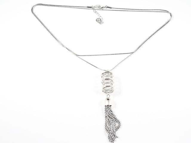 Beautiful Modern Spiral Twist Pendant With Tassel Long Style Brass Necklace