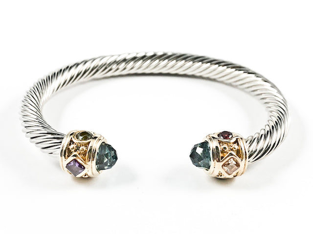 Beautiful Wire Band Texture With Multi Color Duo Ends Style Brass Bangle