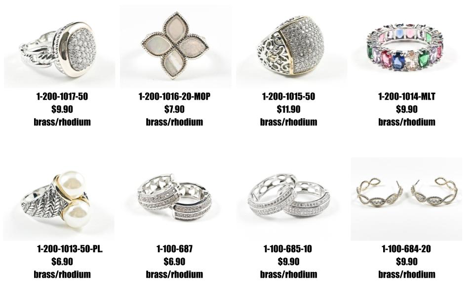 Just Added: Unique and elegant cz brass rings and earrings